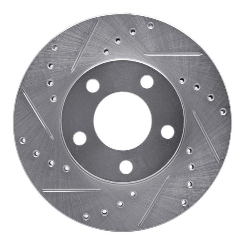 Ford Mustang Brake Rotor (1) - Front Left - R1 Concepts - Drilled & Slotted - Silver - `94-`04